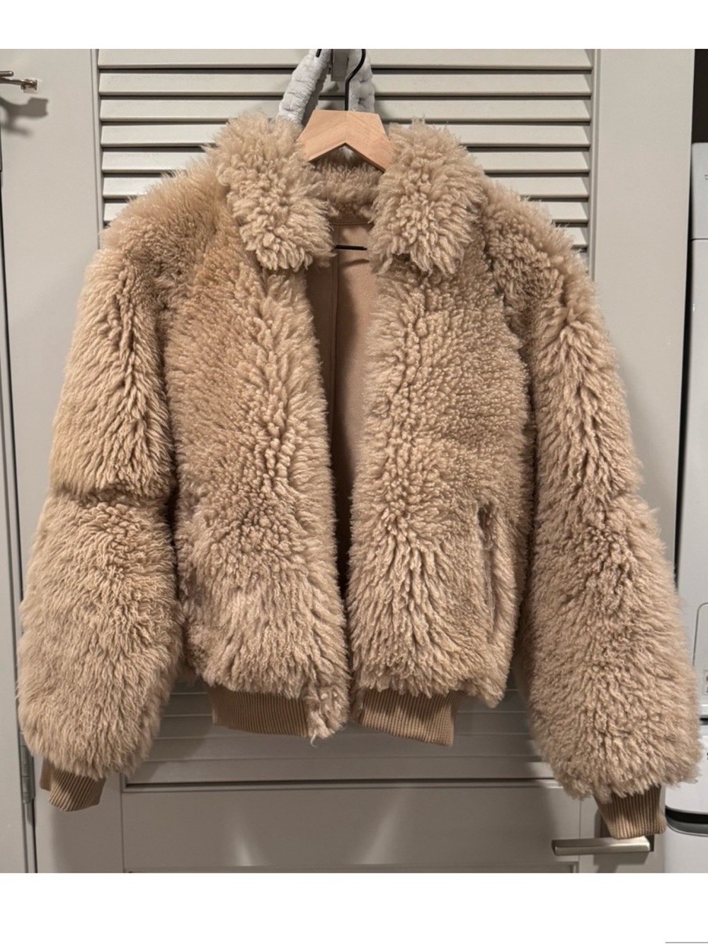 NWT MADEWELL Genuine Mongolian Shearling Fur Reversible Teddy Bomber Jacket XL